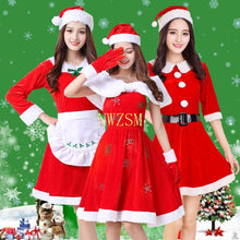Load image into Gallery viewer, Christmas Dress Sexy Women Santa Claus Costume Fancy Dress Sexy Cosplay Costume Party Dress Red Velvet Dresses
