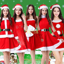 Load image into Gallery viewer, Christmas Dress Sexy Women Santa Claus Costume Fancy Dress Sexy Cosplay Costume Party Dress Red Velvet Dresses
