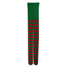 Load image into Gallery viewer, Christmas Elf Hat Santa Elf Shoes and Christmas Striped Tights for Adult Xmas Holiday Party Costume Tights Pantyhose /Hat/Shoes
