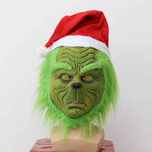 Load image into Gallery viewer, Christmas Grinch Deluxe Santa Costume with Green Funny Mask Christmas Hat Furry Adult Santa Suit Outfit Cosplay Costume
