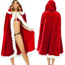 Load image into Gallery viewer, Christmas Santa Cape Women Hooded Cloak Large Red Gold Velvet Cosplay Adult Kids girl Shawl Windbreaker Christmas Cloak Costumes
