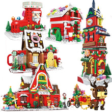 Load image into Gallery viewer, Christmas Tree Santa Claus Reindeer Xmas Stocking House Tower Building Blocks City Winter House Christmas Car Model Toys Gifts
