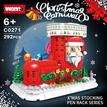 Load image into Gallery viewer, Christmas Tree Santa Claus Reindeer Xmas Stocking House Tower Building Blocks City Winter House Christmas Car Model Toys Gifts
