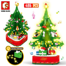 Load image into Gallery viewer, City Christmas Tree Rotating Music Box Building Blocks Friends Santa Claus LED Light Shining Xmas Bricks Toys For Children Girls
