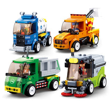 Load image into Gallery viewer, City Town Building Block City Great Vehicles Municipal Car Garbage Truck Light Repair Truck Road Sweeper Sprinkler Bricks Toy
