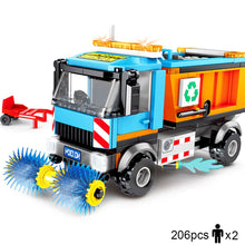 Load image into Gallery viewer, City Town Building Block City Great Vehicles Municipal Car Garbage Truck Light Repair Truck Road Sweeper Sprinkler Bricks Toy
