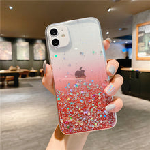 Load image into Gallery viewer, Clear Glitter Phone Case For iPhone 12 Pro 11 Pro Max XS Max XR X 7 8 Plus 12 Mini SE 2020 Cute Gradient Rainbow Sequins Coque
