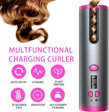 Load image into Gallery viewer, Cordless Automatic Rotating Hair Curler USB Rechargeable Curling Iron LED Display Temperature Adjustable styling tool Wave Styer
