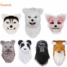 Load image into Gallery viewer, Cosmask Movable Mouth Fox Head Mask Animal Panda Tiger Husky Orangutan Artificial Fur for Halloween Costumes Party
