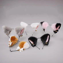 Load image into Gallery viewer, Cosplay Girl Plush Furry Cat Rabbit Ears Headband Cosplay Accessories for Girls Party Lolita Cosplay Cat Ears with Bell Headwear
