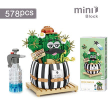 Load image into Gallery viewer, Creative Funny Cactus Building Blocks Diy Simulation Succulent Potted Green Plant Flower 3D Model Mini Brick Children's Toy Gift
