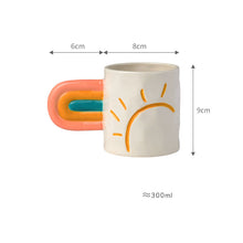 Load image into Gallery viewer, Creative Hand Painted Rainbow Handle Mugs Ceramic Sun Cloud Coffee Mug Personalized Milk Water Cups Gift For Couple Birthday Her
