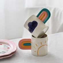 Load image into Gallery viewer, Creative Hand Painted Rainbow Handle Mugs Ceramic Sun Cloud Coffee Mug Personalized Milk Water Cups Gift For Couple Birthday Her
