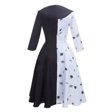 Load image into Gallery viewer, Cruella De Vil Cosplay Costume 2 Styles Women Gown Black White Maid Dress with Gloves Hoodie Skirt Wigs Outfits Halloween Party
