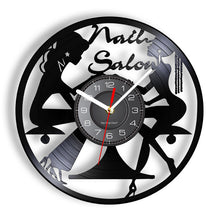 Load image into Gallery viewer, Wall Clock Custom Spa Salon Business Wall Sign Wall Decor Nail Salon Personised Your Name Vinyl Record   Polish Fashion Art Clock
