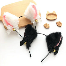 Load image into Gallery viewer, Cute Beautiful Women Girls Cat Ear Headband Necklace Anime Party Cosplay Costume Bell Plush Headwear Headband Hair Accessories
