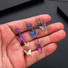 Load image into Gallery viewer, Cute Butterfly Flower Steel Navel Piercing Shinny Dance Belly Rings Body Piercing Jewelry 14G Belly Button Ring for Women Girls
