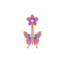Load image into Gallery viewer, Cute Butterfly Flower Steel Navel Piercing Shinny Dance Belly Rings Body Piercing Jewelry 14G Belly Button Ring for Women Girls
