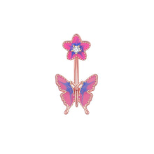 Load image into Gallery viewer, Cute Butterfly Flower Steel Navel Piercing Shinny Dance Belly Rings Body Piercing Jewelry 14G Belly Button Ring for Women Girls
