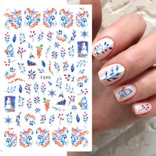 Load image into Gallery viewer, Cute Cartoon Skull Nail Stickers Spooky Halloween Decoration Ghost Bat Evil Pumpkin Sliders For Manicure Blood Nail Decal GLF886
