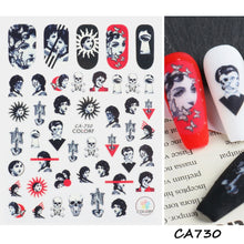 Load image into Gallery viewer, Cute Cartoon Skull Nail Stickers Spooky Halloween Decoration Ghost Bat Evil Pumpkin Sliders For Manicure Blood Nail Decal GLF886
