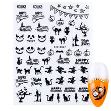 Load image into Gallery viewer, Cute Cartoon Skull Nail Stickers Spooky Halloween Decoration Ghost Bat Evil Pumpkin Sliders For Manicure Blood Nail Decal GLF886
