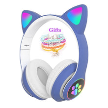 Load image into Gallery viewer, Flash LED Kid Girl Music Wireless Helmet Cute Cat Ear Bluetooth Headphone with Mic &amp; Unicorn Bracelet, Phone Gamer Headset Gift
