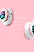 Load image into Gallery viewer, Flash LED Kid Girl Music Wireless Helmet Cute Cat Ear Bluetooth Headphone with Mic &amp; Unicorn Bracelet, Phone Gamer Headset Gift
