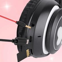 Load image into Gallery viewer, Flash LED Kid Girl Music Wireless Helmet Cute Cat Ear Bluetooth Headphone with Mic &amp; Unicorn Bracelet, Phone Gamer Headset Gift

