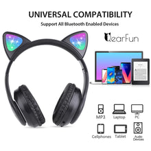 Load image into Gallery viewer, Flash LED Kid Girl Music Wireless Helmet Cute Cat Ear Bluetooth Headphone with Mic &amp; Unicorn Bracelet, Phone Gamer Headset Gift
