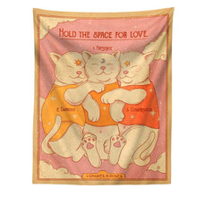 Load image into Gallery viewer, Cute Cat Tapestry Wall Hanging Holo The Space For Love Cartoon Wall Art Tapestries for Living Room Kids Room Bedroom
