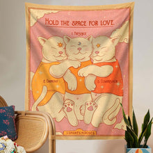 Load image into Gallery viewer, Cute Cat Tapestry Wall Hanging Holo The Space For Love Cartoon Wall Art Tapestries for Living Room Kids Room Bedroom
