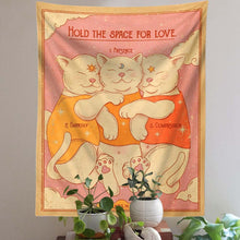 Load image into Gallery viewer, Cute Cat Tapestry Wall Hanging Holo The Space For Love Cartoon Wall Art Tapestries for Living Room Kids Room Bedroom
