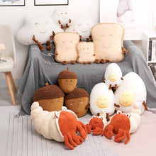Load image into Gallery viewer, Cute Family Hermit crab Plush Doll toy Stuffed Smile Cloud pillow seafood chestnut Poached egg Toast bread Food Plush Food Toys
