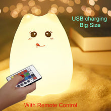 Load image into Gallery viewer, Cute Silicone LED Night Light For Baby Kids Children Bedroom Touch Sensor Remote Cat Lamp Decoration Room Decor Holiday Gift Toy
