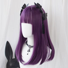 Load image into Gallery viewer, Synthetic Long Straight Hair Ombre Pink Wig Band Bangs Natural Heat Resistant Party Woman Lolita Wig Anime Wig Cosplay
