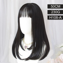 Load image into Gallery viewer, Synthetic Long Straight Hair Ombre Pink Wig Band Bangs Natural Heat Resistant Party Woman Lolita Wig Anime Wig Cosplay
