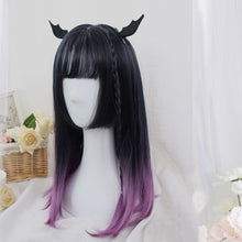 Load image into Gallery viewer, Synthetic Long Straight Hair Ombre Pink Wig Band Bangs Natural Heat Resistant Party Woman Lolita Wig Anime Wig Cosplay
