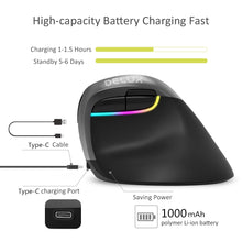 Load image into Gallery viewer, Delux M618 Mini BT 4.0+2.4GHz Dual mode Wireless Mouse Ergonomic Rechargeable Silent click Vertical Mice For Computer
