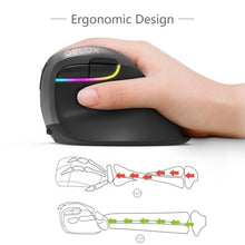 Load image into Gallery viewer, Delux M618 Mini BT 4.0+2.4GHz Dual mode Wireless Mouse Ergonomic Rechargeable Silent click Vertical Mice For Computer
