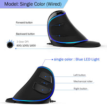Load image into Gallery viewer, Ergonomics Vertical Gaming Mouse 6 Buttons 4000 DPI RGB Wired/Wireless Right Hand Mice For PC Laptop Computer
