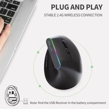 Load image into Gallery viewer, M618C Wireless Mouse Ergonomic Vertical 6 Buttons Gaming Mouse RGB 1600 DPI Optical Mice With For PC Laptop
