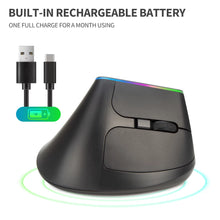 Load image into Gallery viewer, Ergonomic Vertical Mouse rechargeable Wireless 2.4GHz Gaming Mouse RGB 1600 DPI Vertical Mice For PC Laptop
