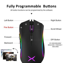 Load image into Gallery viewer, Sensor Gaming Mouse 12000DPI 7 Programmable Buttons RGB Backlight Wired Mice with Fire Key For FPS Gamer
