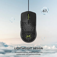 Load image into Gallery viewer, Delux M700 PMW3389 RGB Gaming Mouse 67g Lightweight Honeycomb Shell Ergonomic Mice with Soft rope Cable For Computer Gamer
