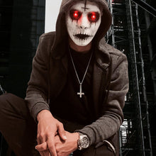 Load image into Gallery viewer, Demon Killer Mask Horror Zombie Glowing Red Eye Headgear Latex Mask Scary Masque for Halloween Easter Theme Party Props

