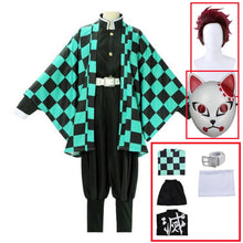 Load image into Gallery viewer, Demon Slayer Kimetsu no Yaiba Tanjirou Kamado Cosplay Costume Kimono Cloak Halloween Party Anime Clothes Uniform Set
