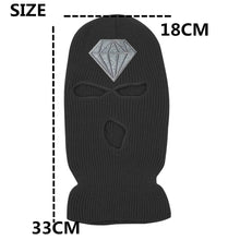 Load image into Gallery viewer, Diamond Glitter Printed 3 Hole Full Face Cap Embroidery Letter Ski Beanies Design Keep Warm Headgear Mask Tactical Balaclava Hat
