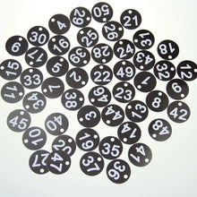 Load image into Gallery viewer, Digital Number Card Pubs Restaurants Clubs 1 to 50 Engraved 35mm Discs Table Numbers Locker Hand Card Storage Card ZXX1106
