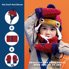 Load image into Gallery viewer, Dinosaur Unicorn Style Kids Winter Hats &amp; Scarfs Baby Winter Cap Children Warm Gloves For Boys Girls Suit Hat Scarf And Gloves
